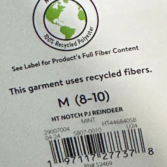 Holiday Time Pajama Set Women Christmas Green Mint Retro Reindeer Print PJ's NEW - Picture 8 of 8